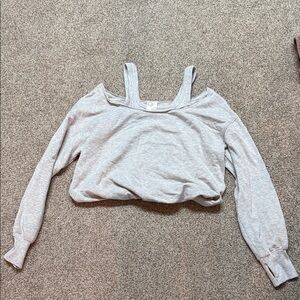 Aerie Gray Off-Shoulder Crop Top